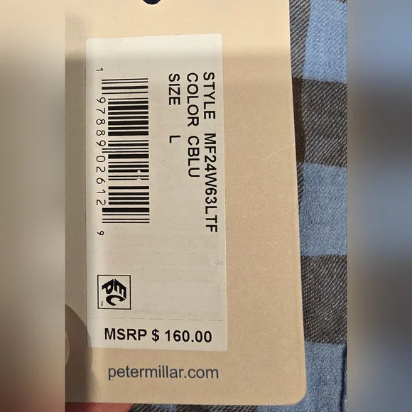 Peter Millar Plaid Crown Men's Delta Cotton Sport Shirt Size Large - Picture 2 of 7